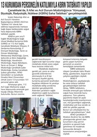 Çanakkale AFAD KBRN Tatbikat Haberleri 7 Ekim 2022, Edirne Gündem Gazetesi